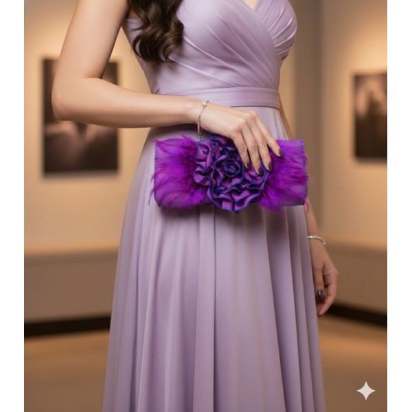 Evening Bag -  Flower - Purple - BG-90674PU